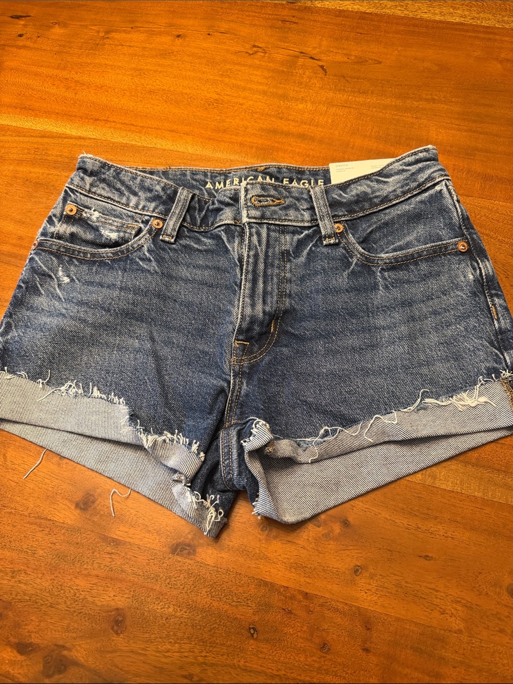 American Eagle Outfitters Dark Blue Denim perfect shortie Shorts